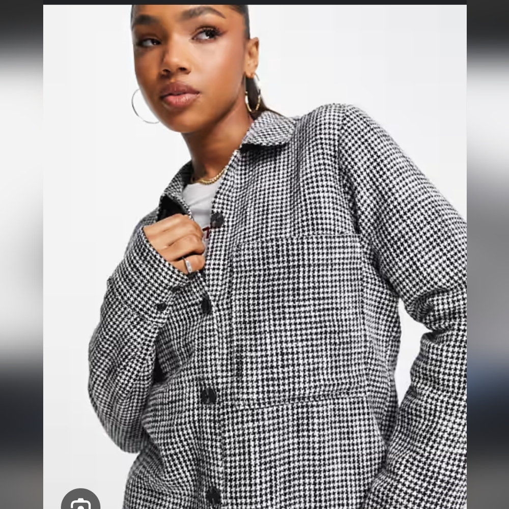 Abercrombie & Fitch Houndstooth Shirt Shacket Top